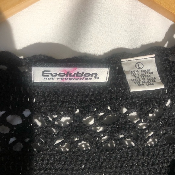 evolution not revolution Black Crochet Cardigan Sweater Women Sz Large - Picture 2 of 5